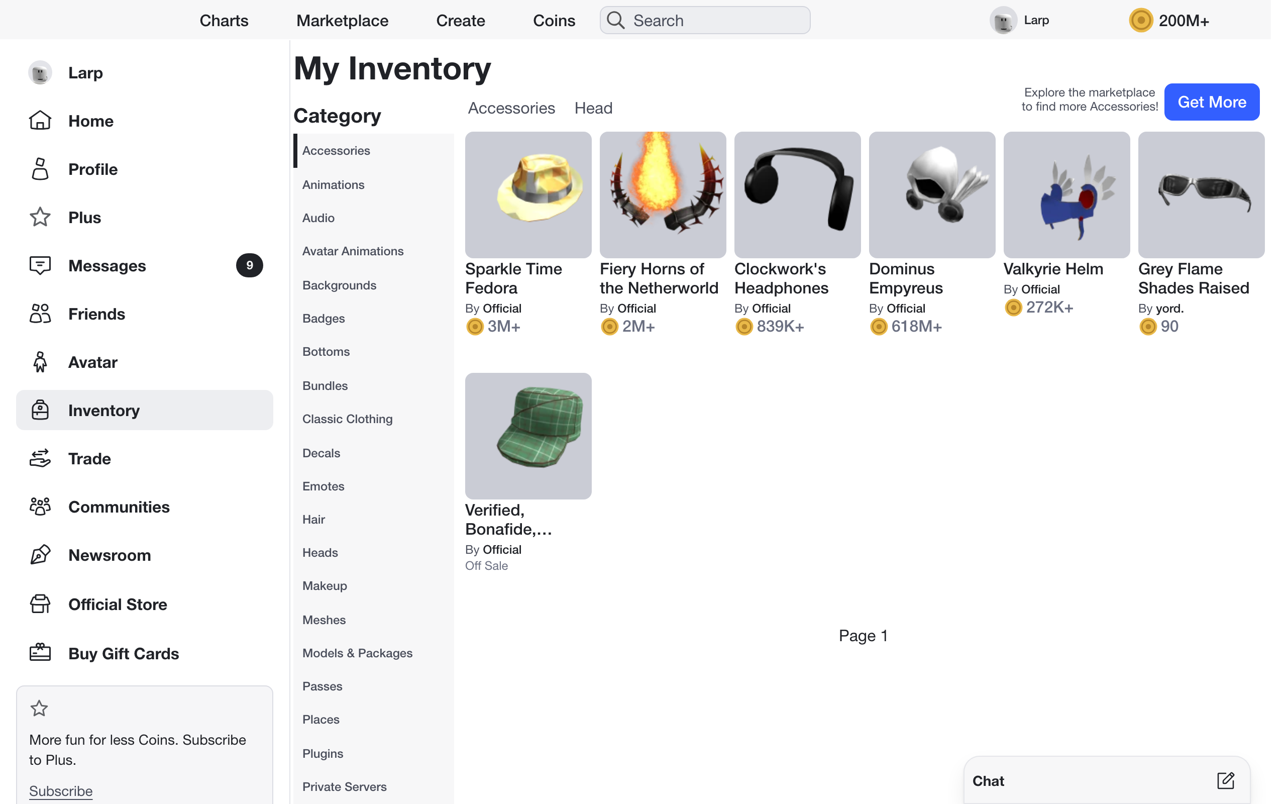 An inventory full of rare items