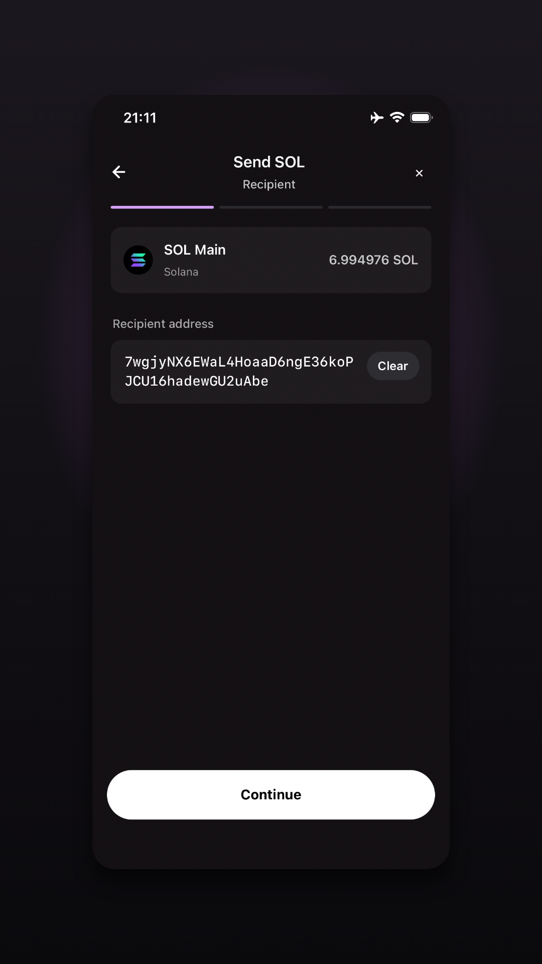 Paste a zlarp wallet address to send