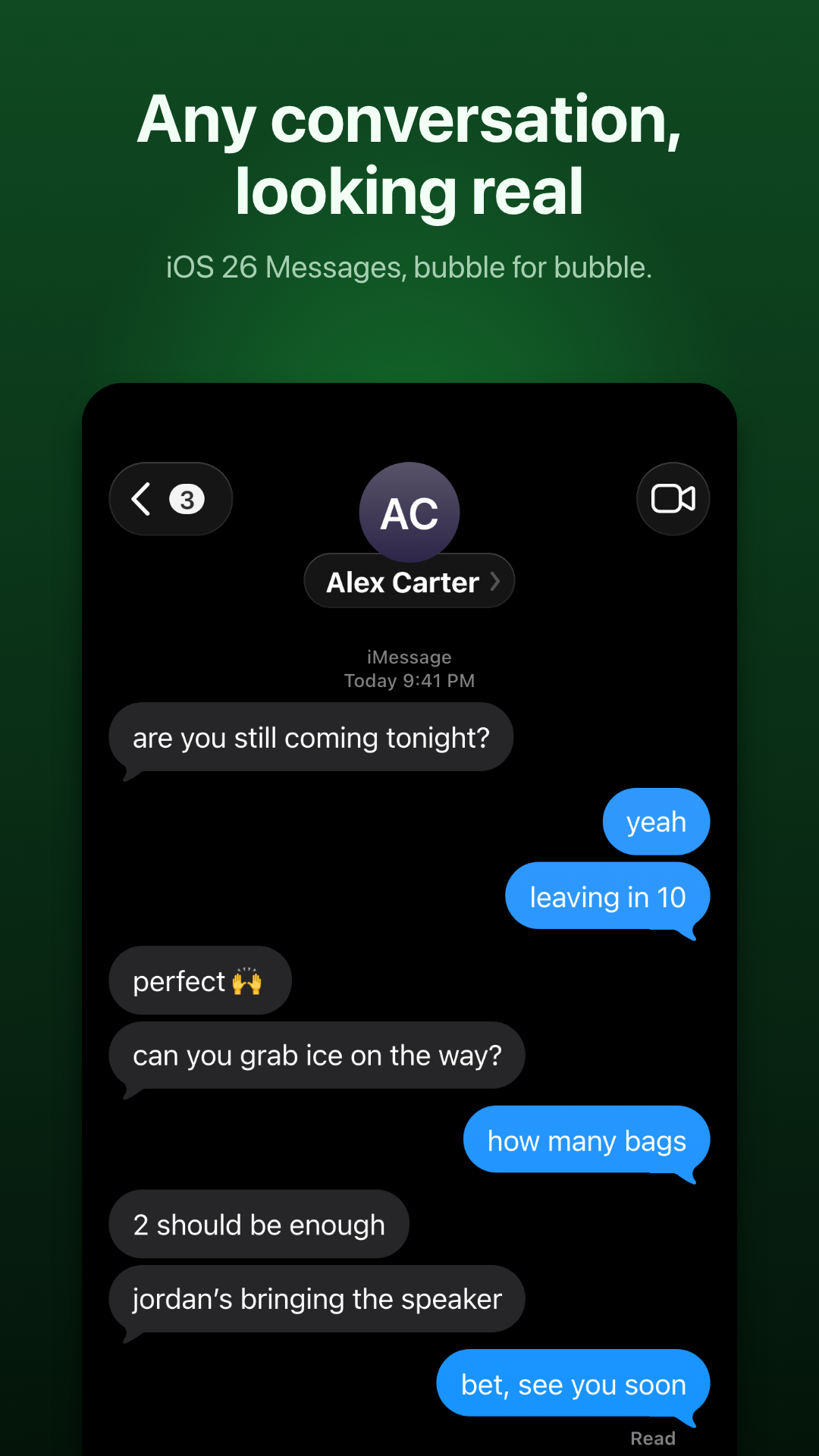 Realistic iMessage conversations on your iPhone