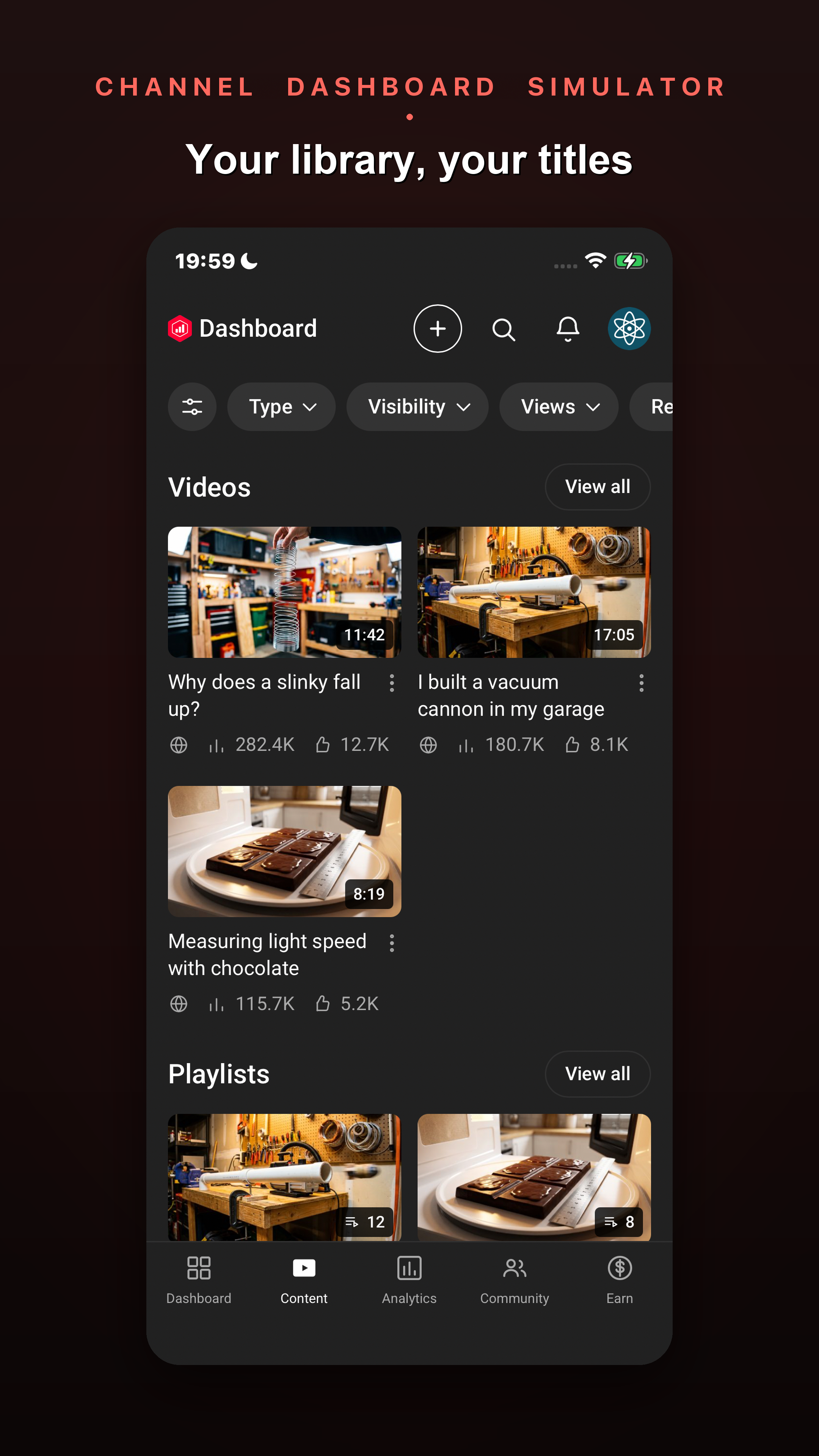 Content: videos and playlists