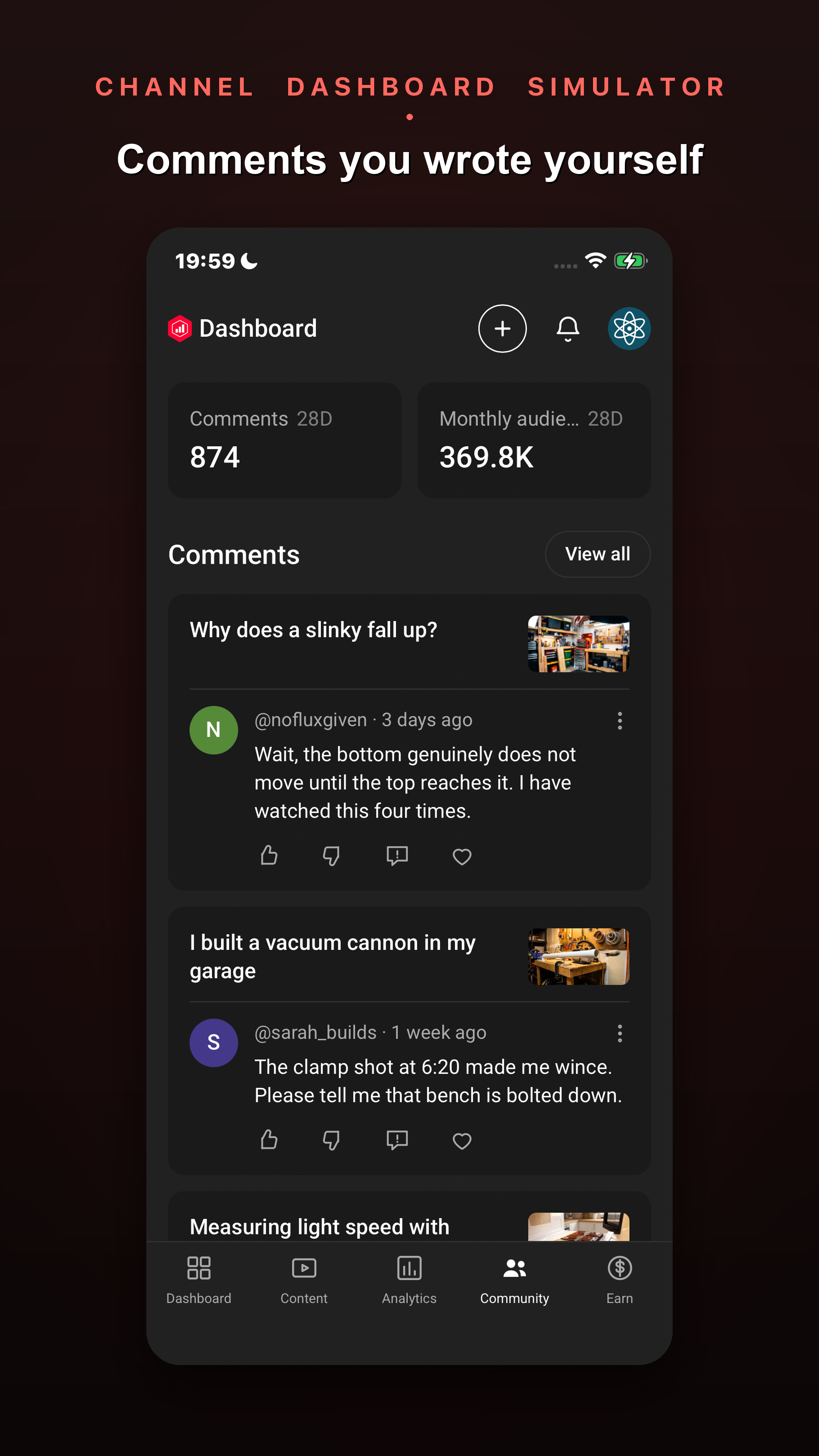 Community: the comment list