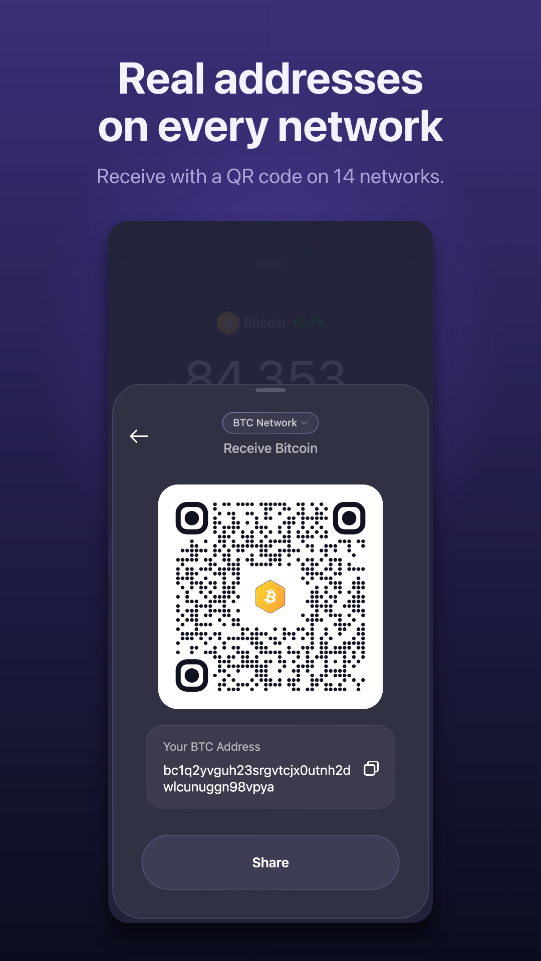 Receive with a QR code