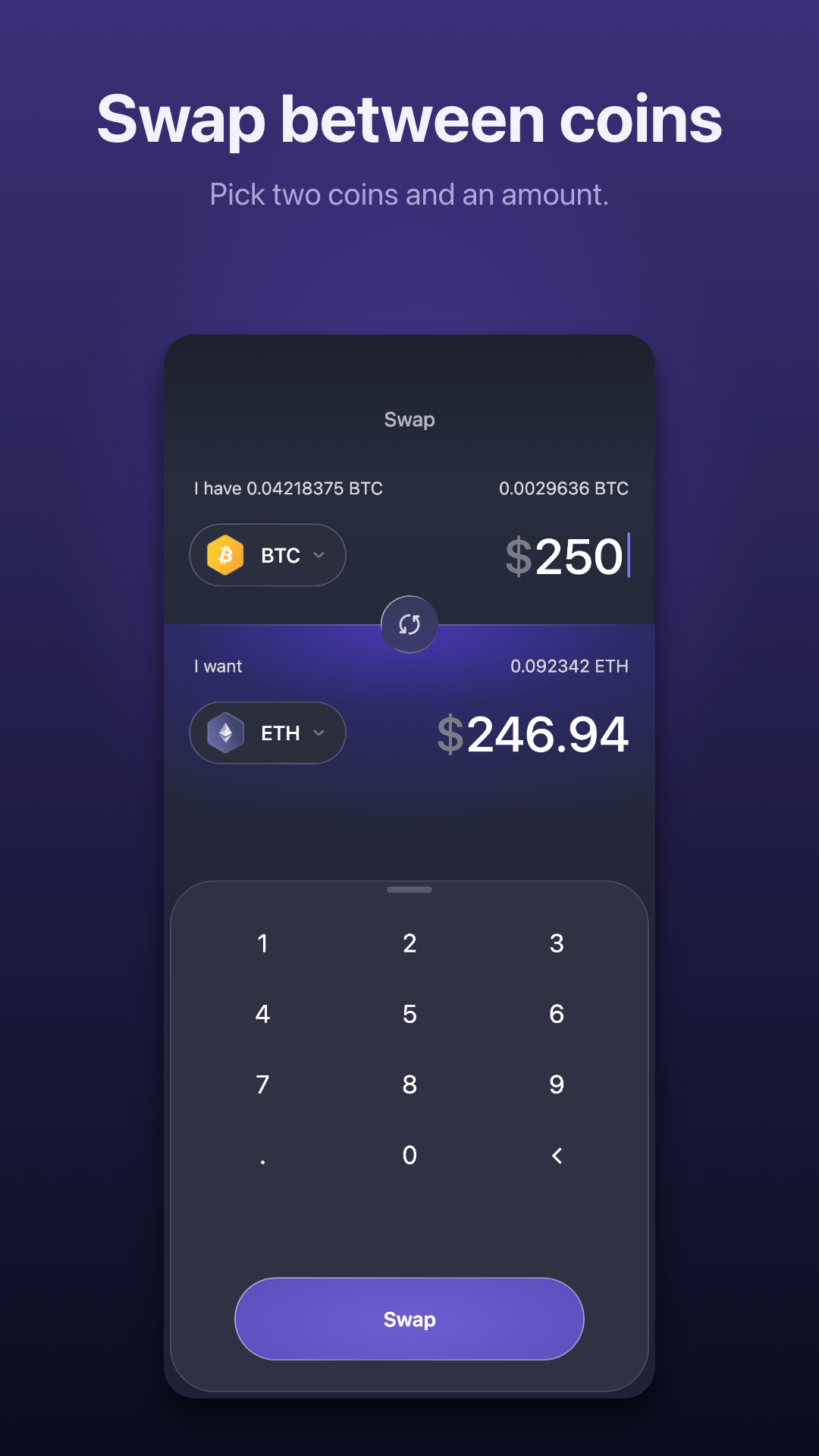 Swap between any two coins