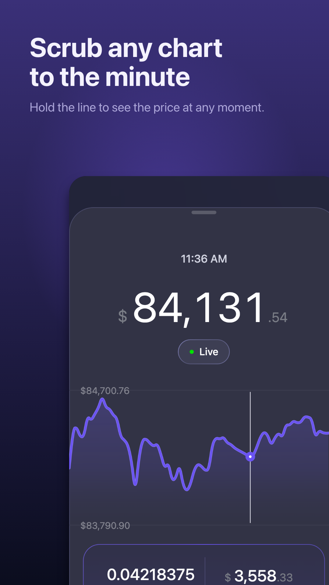 Live price charts you can scrub