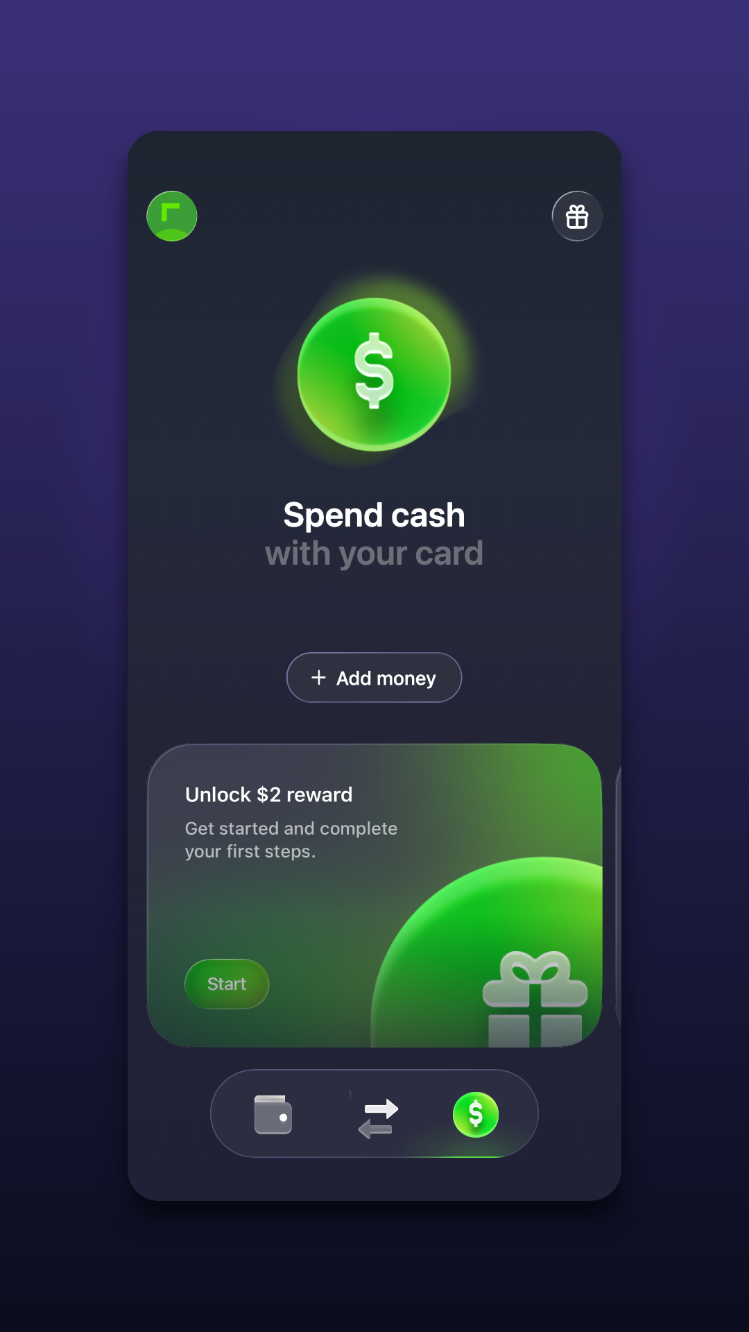 Pay tab with card and rewards