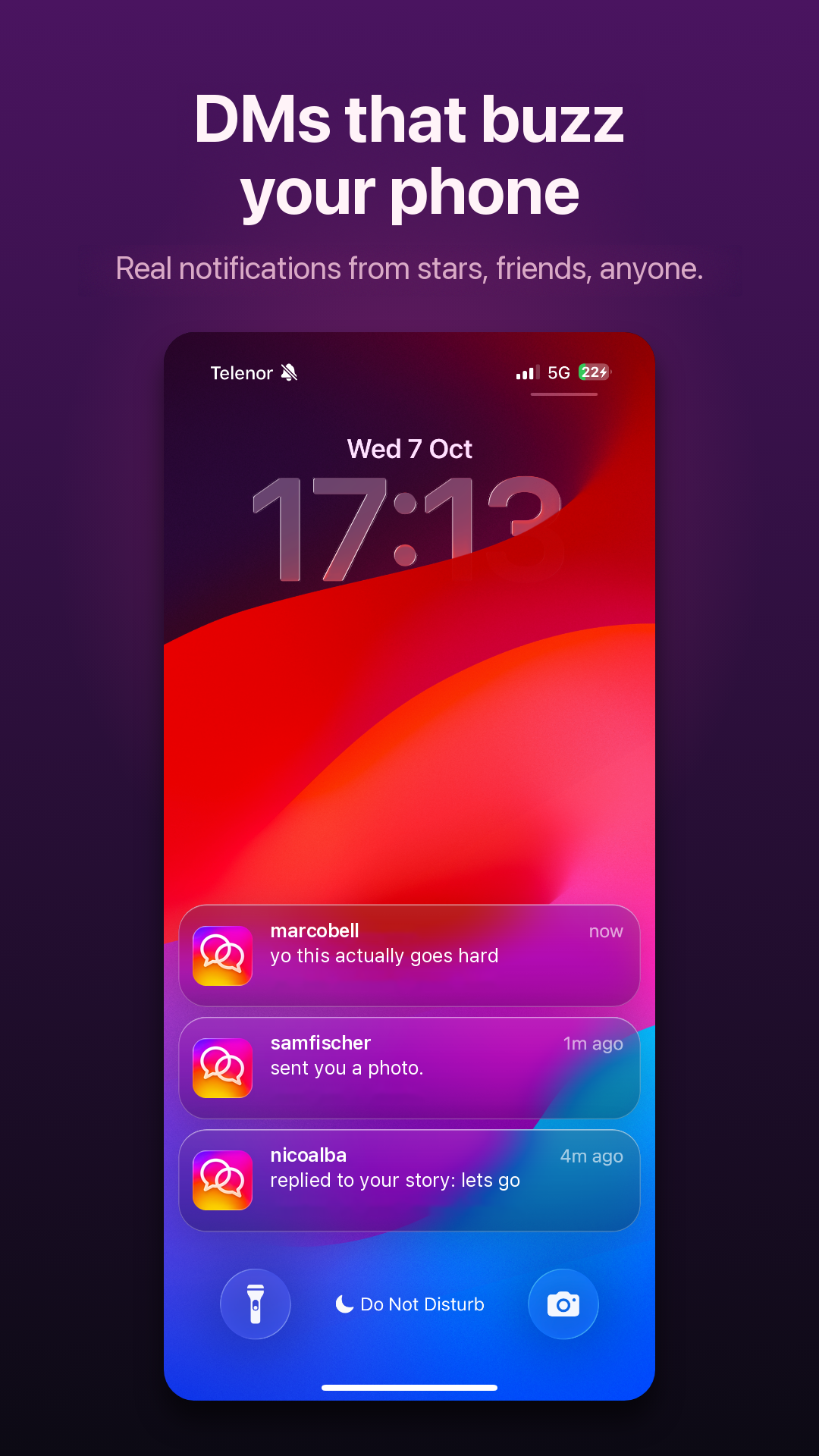 Lock-screen DM notifications