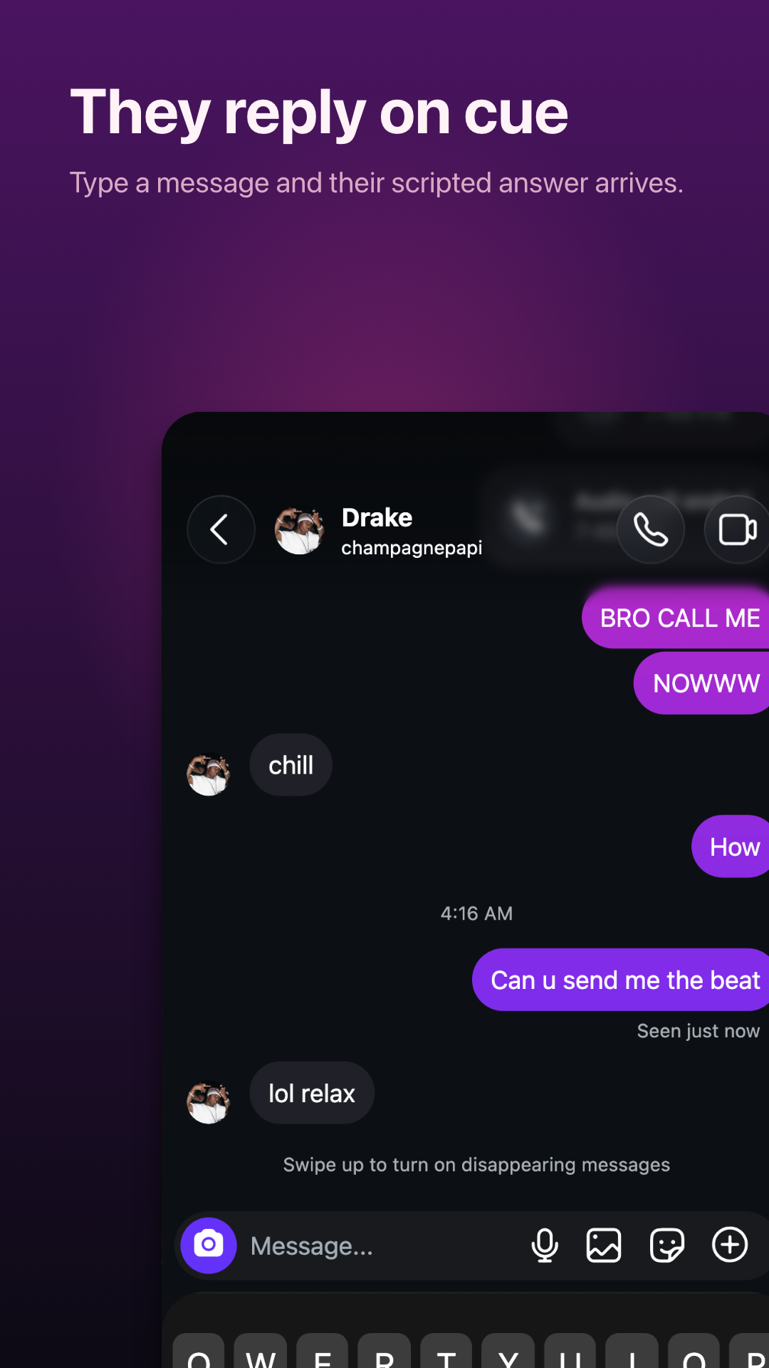 Replies with typing dots