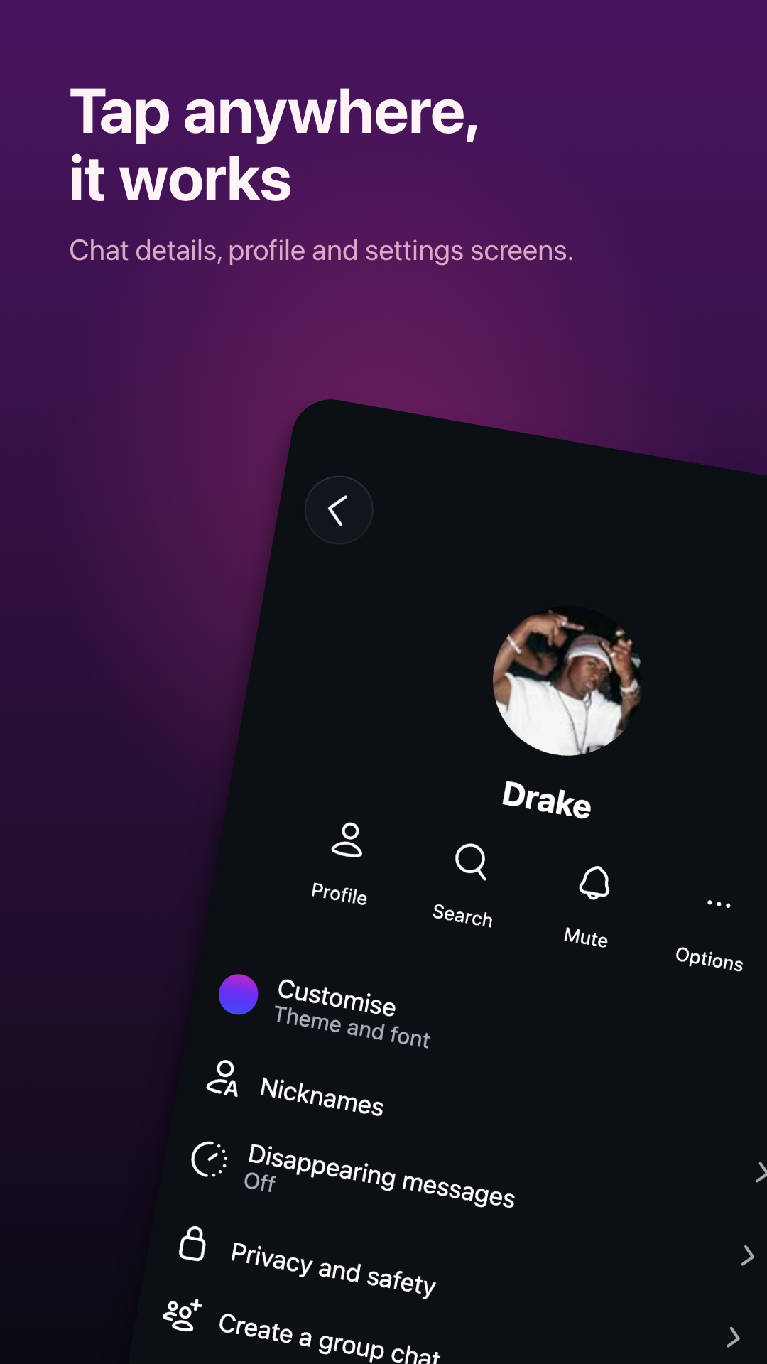 Chat details and profile