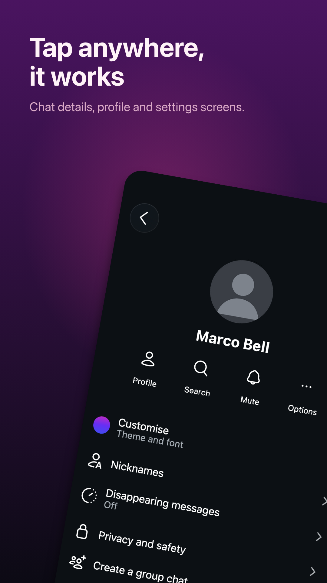 Chat details and profile