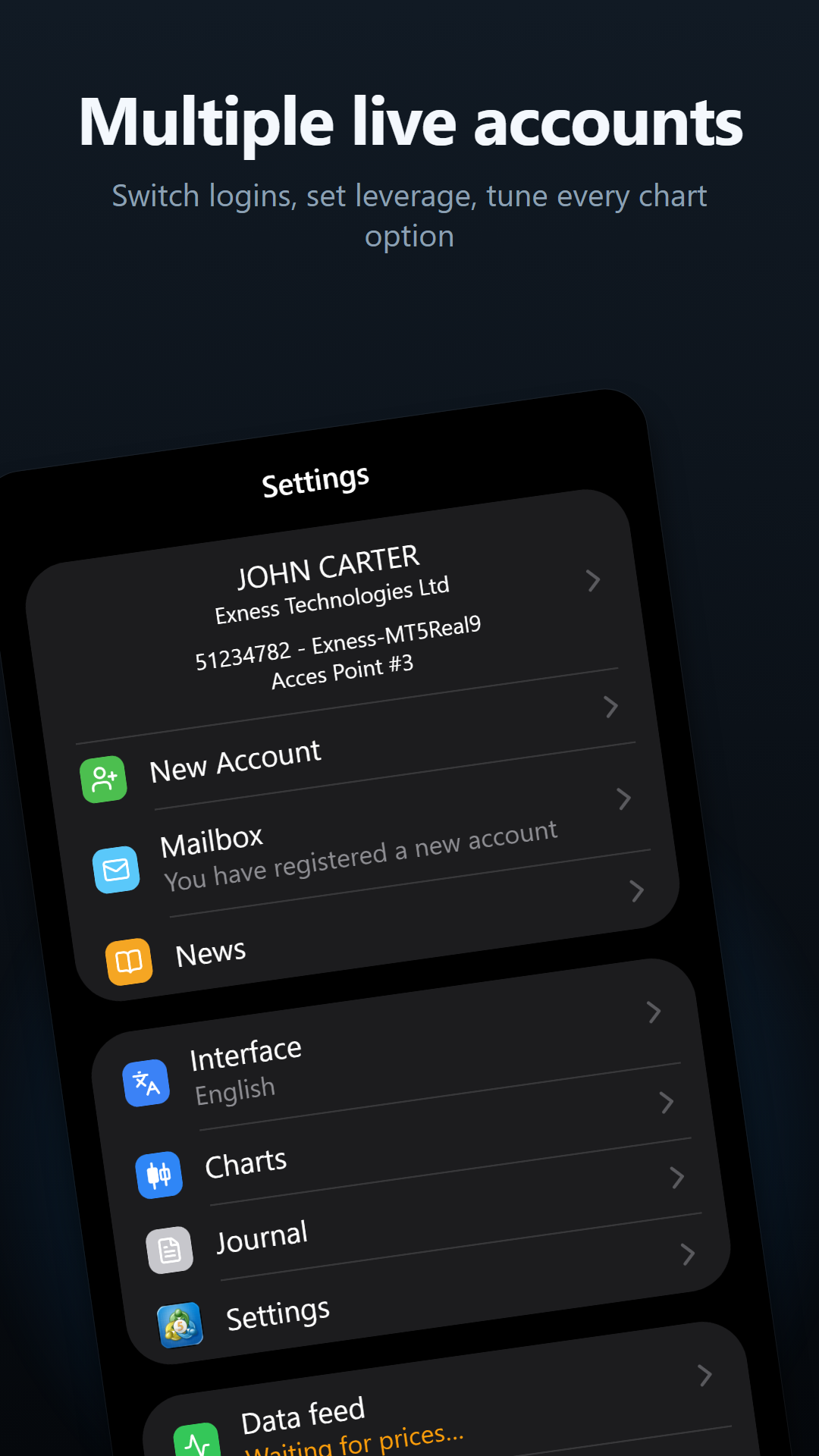 Accounts and settings