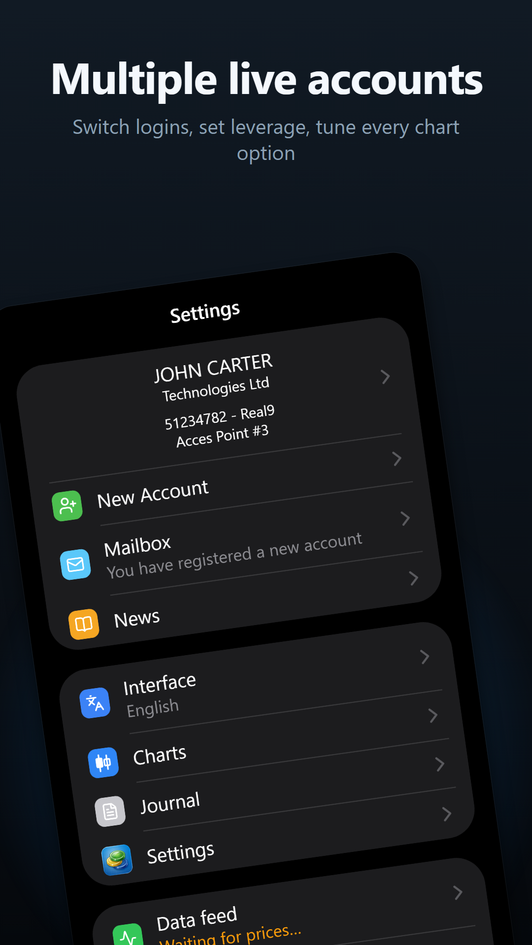 Accounts and settings