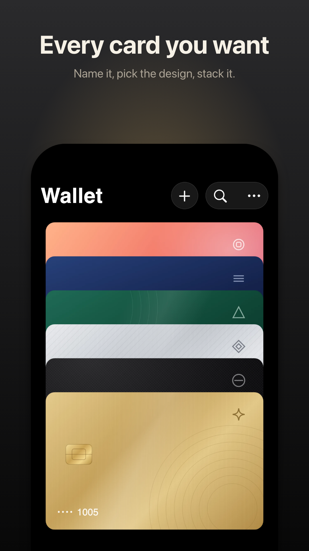 A stack of cards, every name and design yours to set