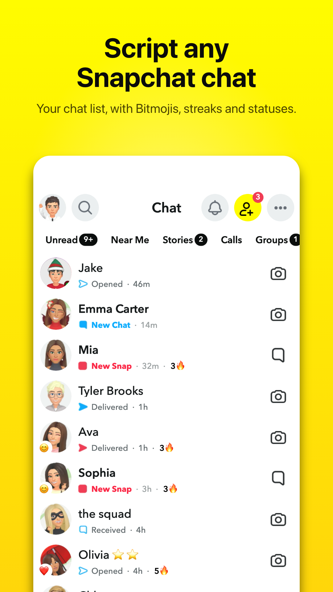 Bitmojis, streaks, statuses