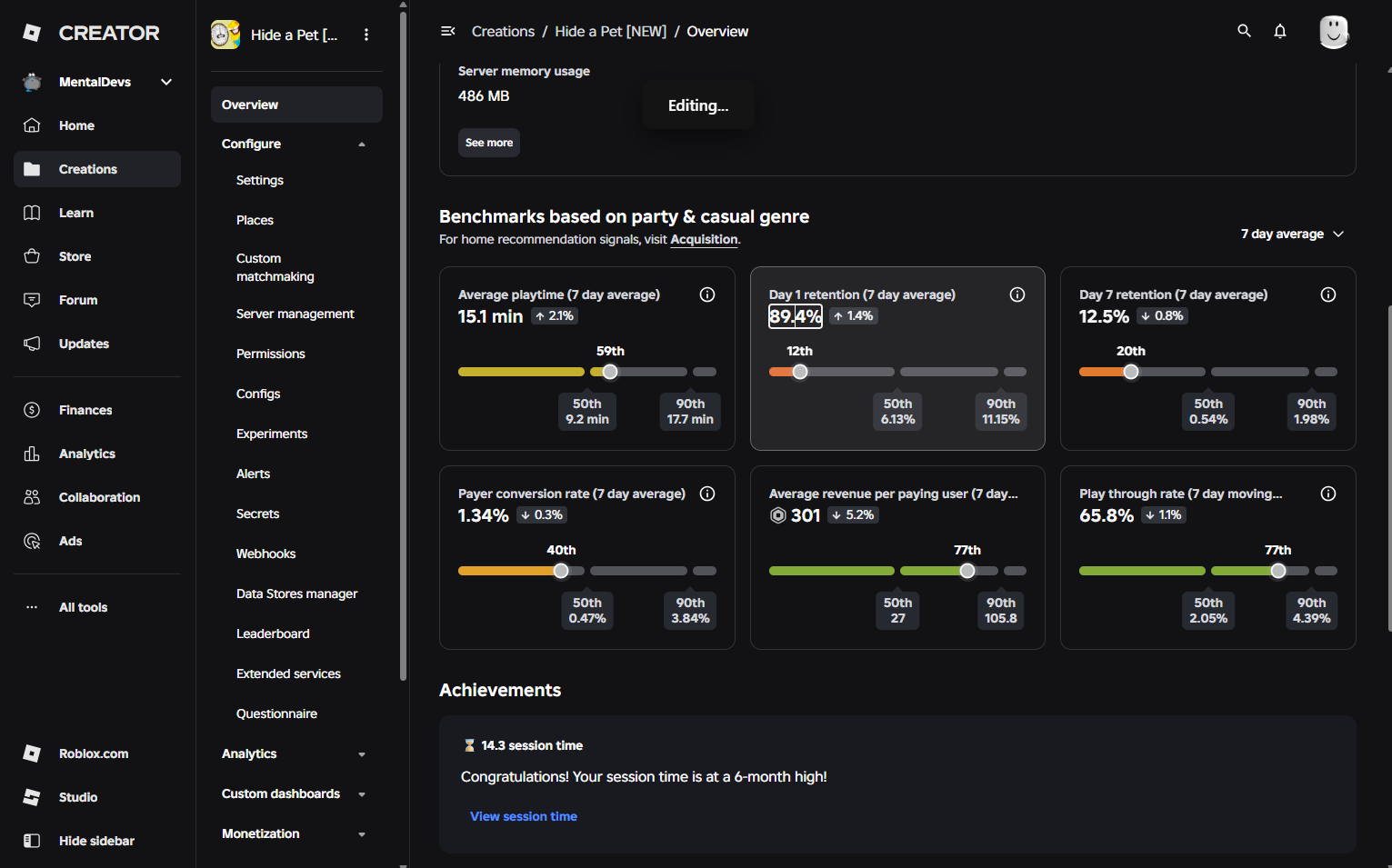 Editable game statistics