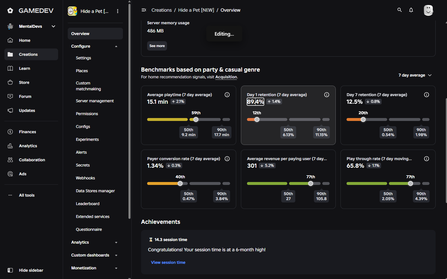 Editable game statistics
